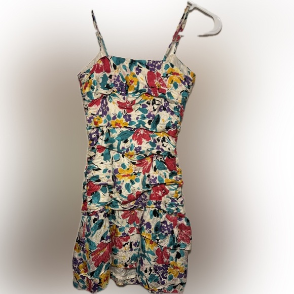 Tibi Silk Floral Ruched Zip Mini Dress Size 2 - Picture 5 of 7